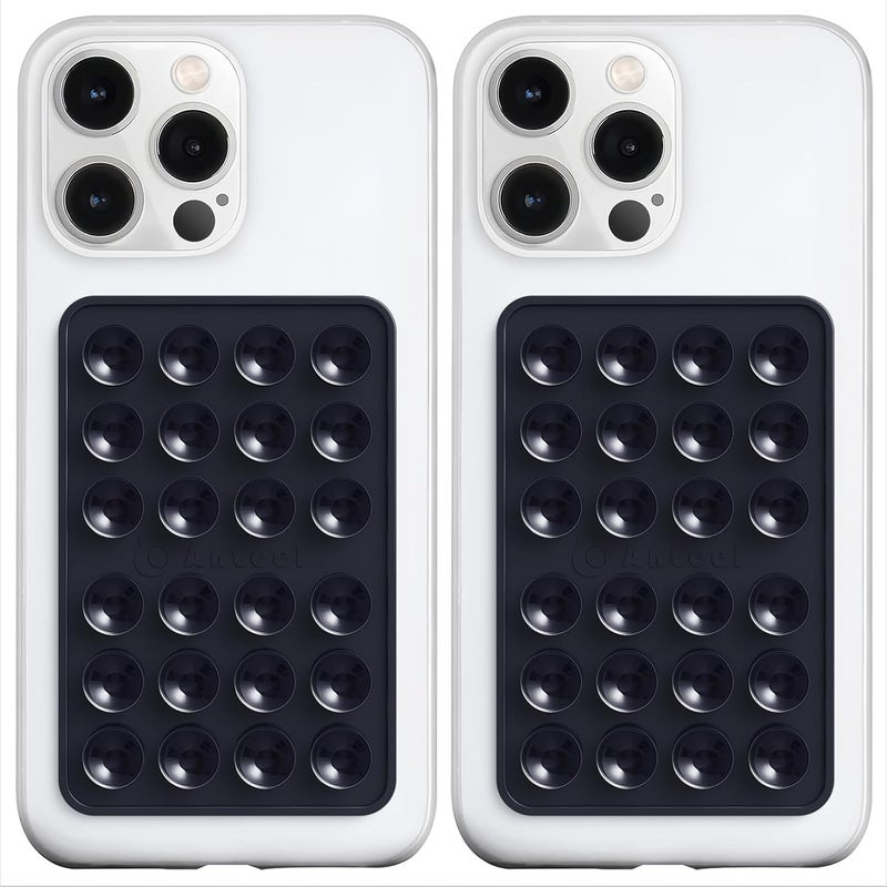 PKYAA Anteel Silicone Suction Phone Case Adhesive Mount, Upgraded Super Strong Grip, Durable, Easy to Use, Hands-Free Sticky Phone Holder for Selfies, Tiktok Videos, 2.56"x3.94" (BLK&BLK) - Image 1